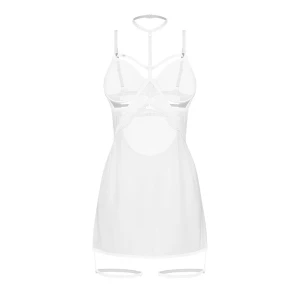 Бебі-дол Obsessive Arrowel White chemise 2XL/3XL, з декоративним чокером та гартерами