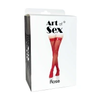 Панчохи в дрібну сітку з коронкою Art of Sex - Rose, колір чорний з ефектом мокрого оксамиту, М — Переглянути зображення 3