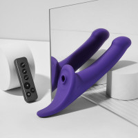 Вібронасадка для страпону з вакуумною стимуляцією Strap-On-Me Multi Orgasm Dildo M Purple