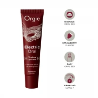 Віброблиск для губ Orgie Electric Oral Lips Gloss Strawberry 10 мл, з ефектом поколювання