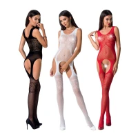 Бодістокінг Passion BS061 red, комбінезон, імітація панчіх — Переглянути зображення 3