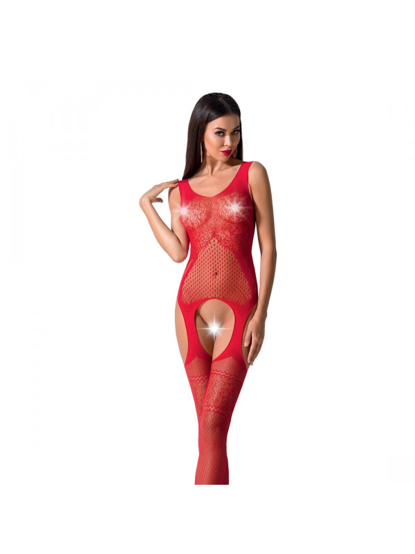 Бодістокінг Passion BS061 red, комбінезон, імітація панчіх