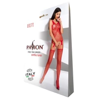 Бодістокінг Passion BS070 red, комбінезон, імітація панчох і ажурного топа — Переглянути зображення 5