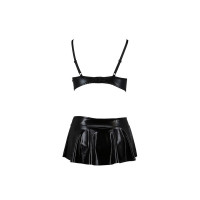Комплект белья под латекс Passion DEBY SET S/M, black, лиф, мини-юбочка, стринги