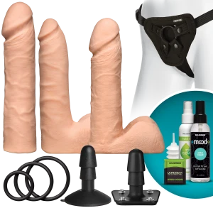 Набір для страпона Doc Johnson Vac-U-Lock Dual Density UltraSKYN Set, діаметр 3×4,5см