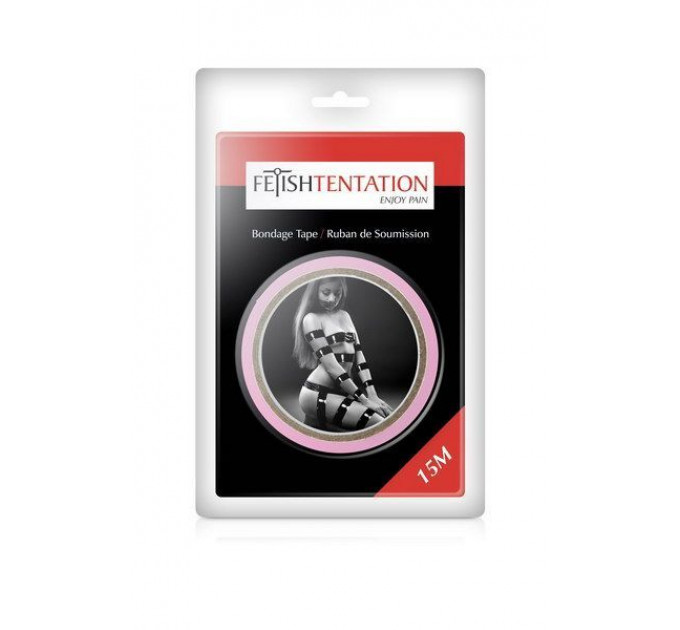 Скотч для бондажа Fetish Tentation Rose (15 м), не липне до шкіри і волосків, тільки сам до себе