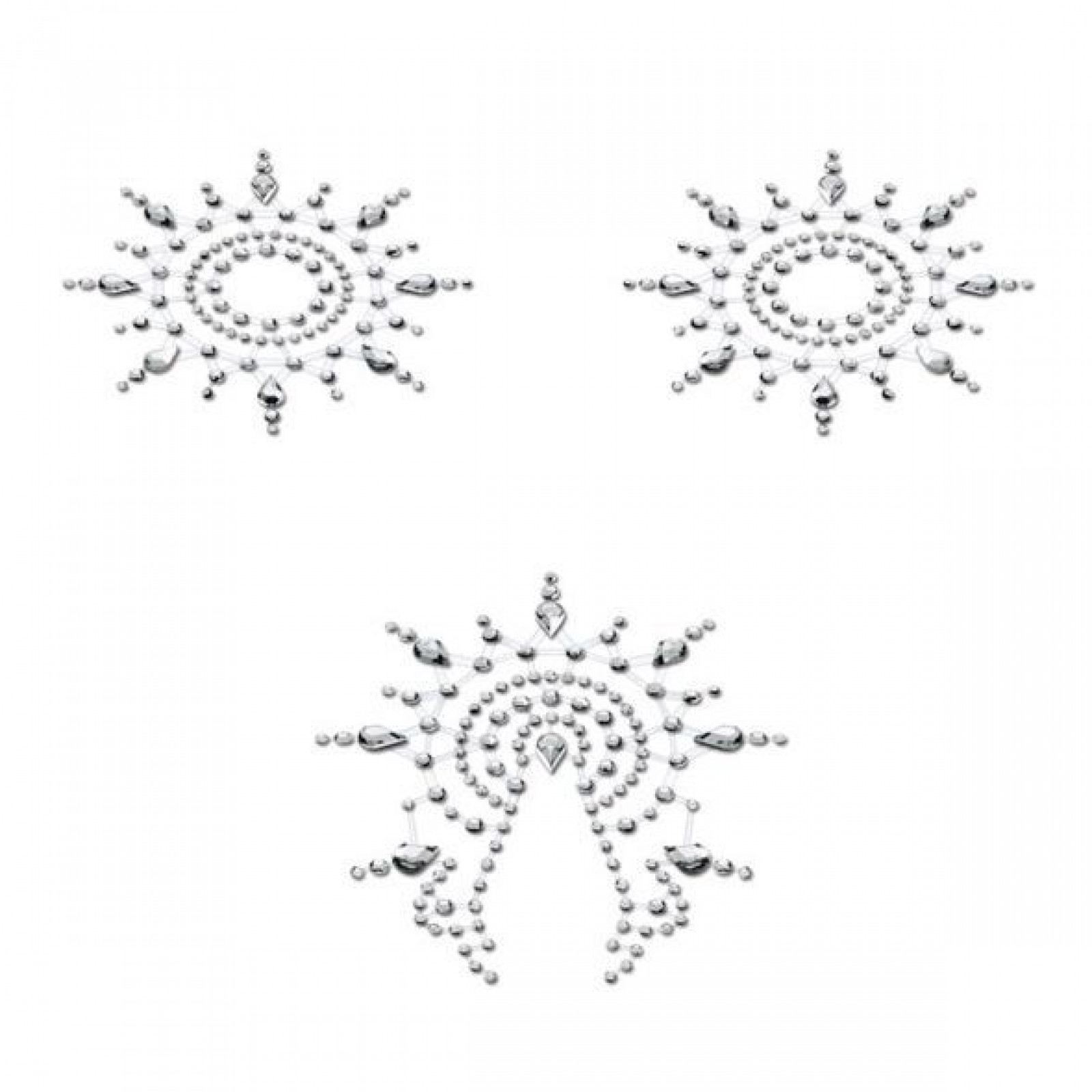 Пэстис из кристаллов Petits Joujoux Gloria set of 3 - Silver, украшение на грудь и вульву