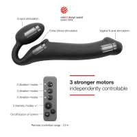 Безремінний страпон з вібрацією Strap-On-Me Vibrating Black L, діаметр 3,7см, пульт ДК, регульований — Переглянути зображення 2