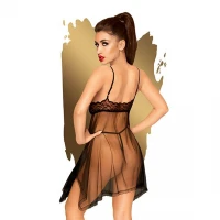 Бебі-дол з ажурним бралетом та асиметричним подолом Penthouse - Naughty Doll Black L/XL — Переглянути зображення 2