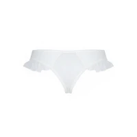 Трусики в горошок, з рюшами та шнурівкою Passion FATIN THONG XXL/XXXL, white — Просмотреть изображение 6