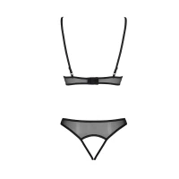 Комплект Passion CHRISTA SET Open Bra L/XL, Black, бралет з ажурним ліфом та відкритими трусиками — Переглянути зображення 4