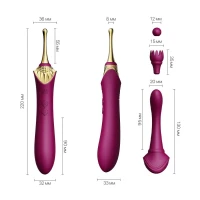Вагінально-кліторальний вібратор Zalo — Bess Velvet Purple, мультифункціональний із насадками — Переглянути зображення 2