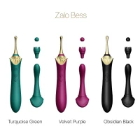 Вагінально-кліторальний вібратор Zalo — Bess Velvet Purple, мультифункціональний із насадками — Переглянути зображення 8