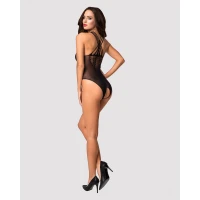 Бодістокінг з великою та дрібною сіткою Obsessive B118 teddy S/M/L, чорний, з доступом — Переглянути зображення 4