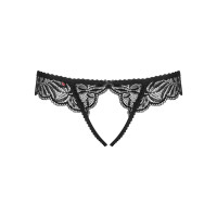 Мереживні танга з доступом Obsessive Contica crothchles thong S/M, чорні