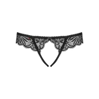 Мереживні танга з доступом Obsessive Contica crothchles thong S/M, чорні — Переглянути зображення 5