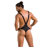 Чоловіче боді з люверсами Passion 028 HARRY S/M Black, екошкіра, на шлейках — Переглянути зображення 6