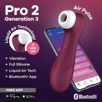 Вакуумный клиторальный стимулятор Satisfyer Pro 2 Generation 3 with Liquid Air Connect App Wine Red