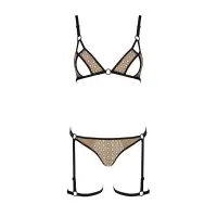 Еротичний комплект спідньої білизни Passion GABI SET S/M beige, трусики з гартерами — Переглянути зображення 3