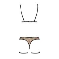 Еротичний комплект спідньої білизни Passion GABI SET S/M beige, трусики з гартерами — Переглянути зображення 4