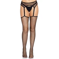 Панчохи-сітка Leg Avenue Net stockings with garter belt One size Black, пояс, підв’язки — Переглянути зображення 3