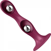 Дилдо Satisfyer Double Ball-R Red, унісекс, рухомі кульки всередині, на присосці — Просмотреть изображение 3