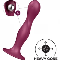 Дилдо Satisfyer Double Ball-R Red, унісекс, рухомі кульки всередині, на присосці — Просмотреть изображение 2