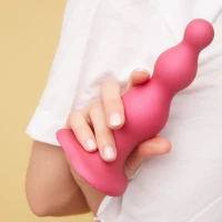 Насадка для страпона Strap-On-Me Dildo Plug Beads Framboise Metallic S — Переглянути зображення 5