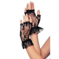 Короткі рукавички-гловелети Leg Avenue Wrist length fingerless gloves, One Size, чорні, сітка — Переглянути зображення 1