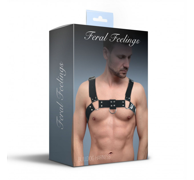 Чоловіча портупея на груди Feral Feelings - Bulldog Harness Black