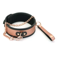 Широкий нашийник з повідцем Liebe Seele Rose Gold Memory Collar with Leash, натуральна шкіра — Переглянути зображення 1
