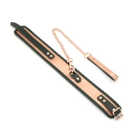 Широкий нашийник з повідцем Liebe Seele Rose Gold Memory Collar with Leash, натуральна шкіра — Переглянути зображення 2