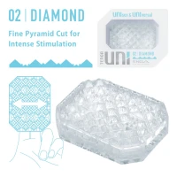 Унісекс-стимулятор Tenga UNI Diamond, білий, із зубчастим рельєфом, лубрикант у комплекті — Переглянути зображення 2