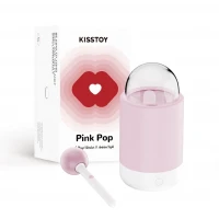 Вібратор-цукерка на паличці KISSTOY Pink Pop, зарядний кейс-нічник, 10 режимів вібрації — Переглянути зображення 4
