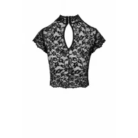 Топ Noir Handmade F303 Essence, S, black, мереживний, короткий рукав, комір-стійка — Переглянути зображення 5