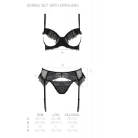 Комплект Passion KERRIA SET WITH OPEN BRA black, S/M, бюстгальтер з відкритою чашкою, стрінги, пояс для панчіх — Переглянути зображення 5