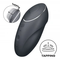 Вібростимулятор-пульсатор Satisfyer Tap &amp; Climax 1 Grey, ефект постукування пальцем, 2 мотори — Переглянути зображення 1