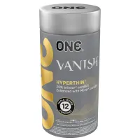Презервативи ONE Vanish Hyperthin, 12 шт, ультратонкі, зі змазкою, подарункове паковання-тубус — Просмотреть изображение 1