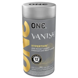 Презервативи ONE Vanish Hyperthin, 12 шт, ультратонкі, зі змазкою, подарункове паковання-тубус