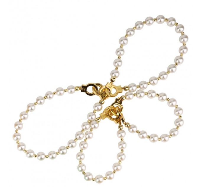 Перлинні наручники та поножі LOCKINK Pearl Handcuffs & Anklecuffs