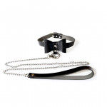 Чокер з повідцем Art of Sex - Butterfly чорний, екошкіра