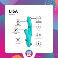 Вібратор-кролик із вагінальним відростком Good Vibes Only – Lisa Thrusting Rabbit Vibrator with G-Spot Stimulator — Переглянути зображення 12