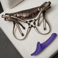 Вібронасадка для страпону з вакуумною стимуляцією Strap-On-Me Multi Orgasm Dildo L Purple — Переглянути зображення 6