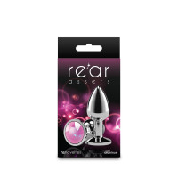 Анальная пробка NS Novelties Rear Assets - Silver - Small - Pink Gem — Просмотреть изображение 3