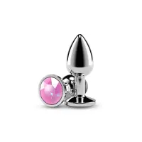 Анальна пробка NS Novelties Rear Assets - Silver - Small - Pink Gem — Переглянути зображення 1