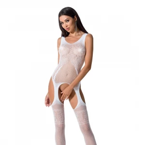 Бодістокінг Passion BS061 white, комбінезон, імітація панчіх
