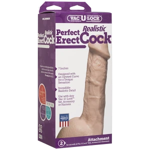 Фалоімітатор Doc Johnson - 7 Inch Perfect Erect Cock, велика головка, Vac-U-Lock