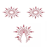 Пестіс з кристалів Petits Joujoux Gloria set of 3 - Red, прикраса на груди та вульву — Переглянути зображення 1
