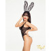 Еротичний костюм зайчика «Грайлива Саллі» XS/S, боді з довгою блискавкою, вушка, хвостик