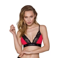 Еластичний топ з мереживом Passion PS001 TOP XL, red-black — Переглянути зображення 1